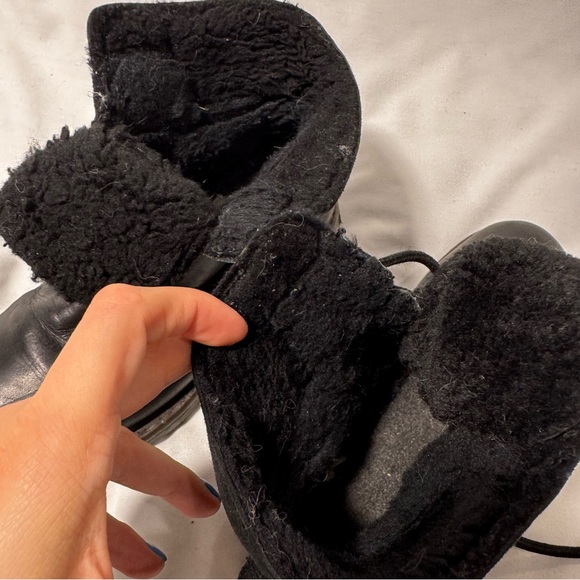 Italian Black Leather Combat Chunky Boots Lace-Up  7.5 38 Goth Grunge Biker Fall - Picture 10 of 11